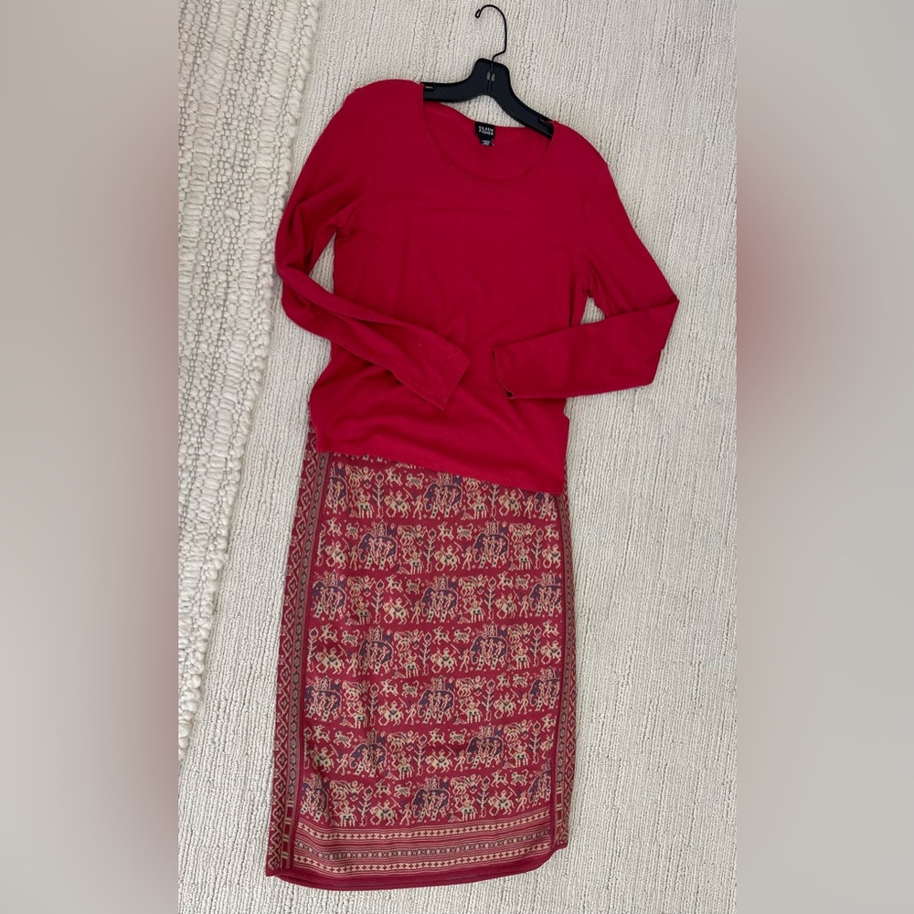 Peruvianan Connectiont Pima cotton straight skirt and Eileen Fisher LS top. 🫶🏽